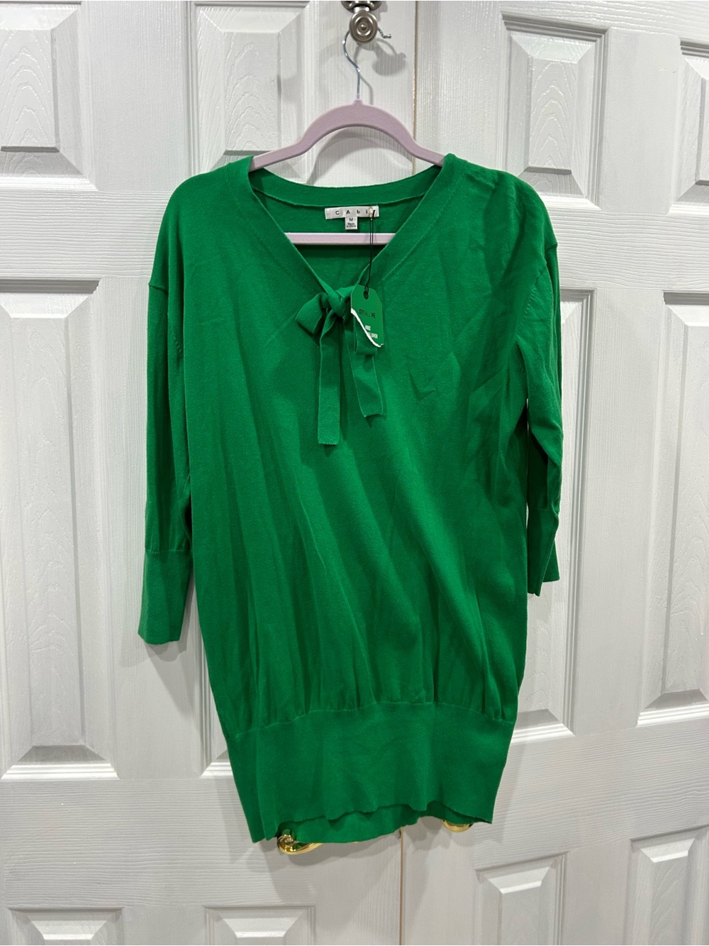 CAbi Emerald Green Tie-Neck Sweater
